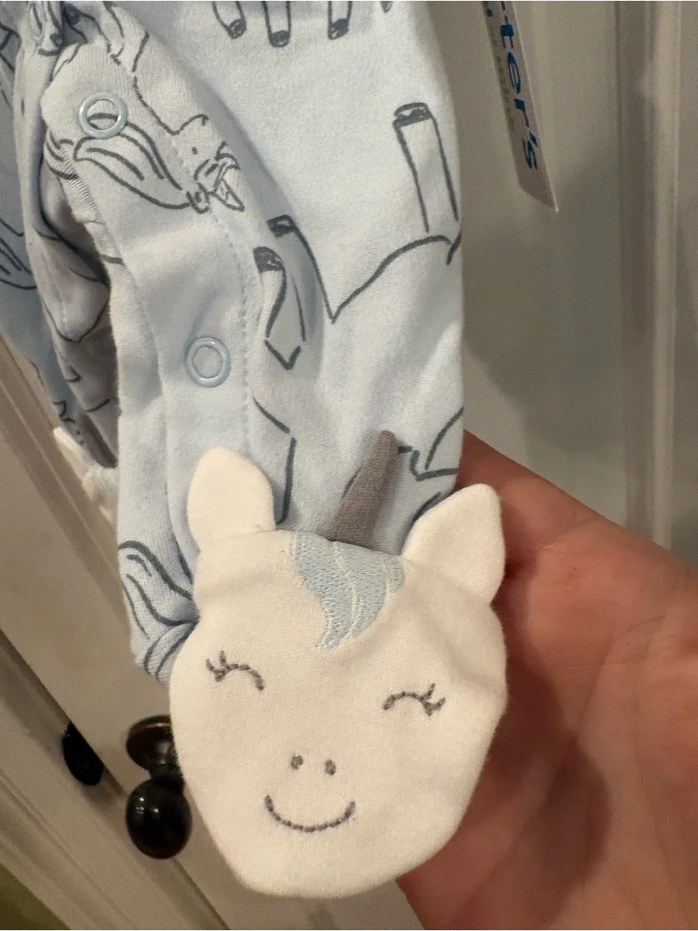 NWT Carter's Mint Green Unicorn-Print Footed One-Piece with NB pack socks TR175